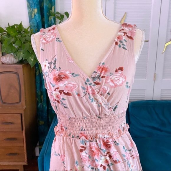 Entro | Ellie Floral Print Surplice Sleeveless Smocked Top Ruffle Cottage Small - Picture 5 of 14